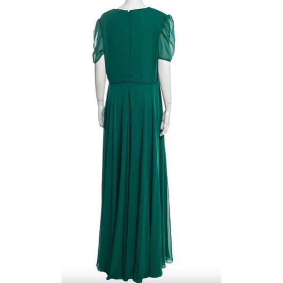 MAC DUGGAL Dress Size 12 Evening Gown NEW Emerald Green Chiffon Plunge Neck - Picture 6 of 10
